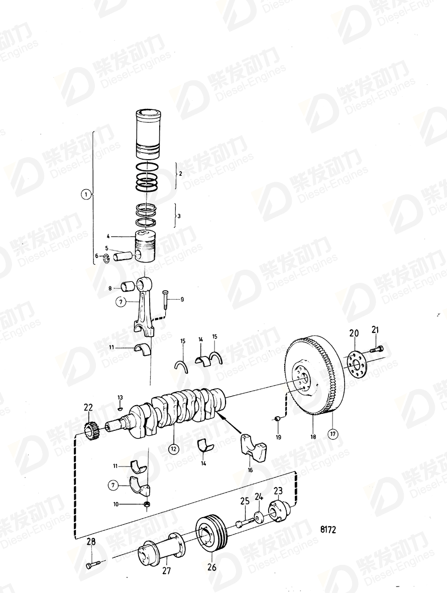 volvo penta Connecting rod bolt 1542077 Drawing volvo penta Connecting rod bolt 1542077 Drawing